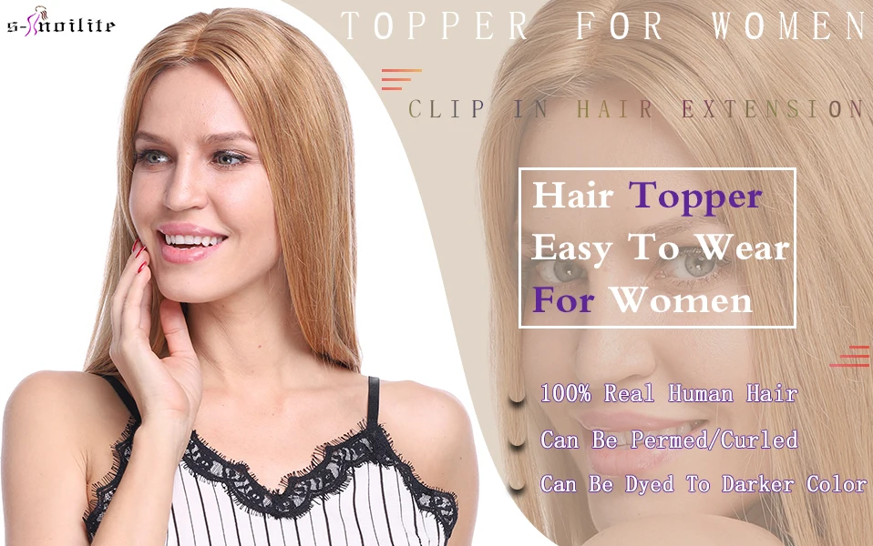 S-noilite 10x12cm Hair Toppers 3.5x9cm Silk Base Natural Hair Wig 100% Human Hair For Women Hairpiece Clip In Hair Extensions