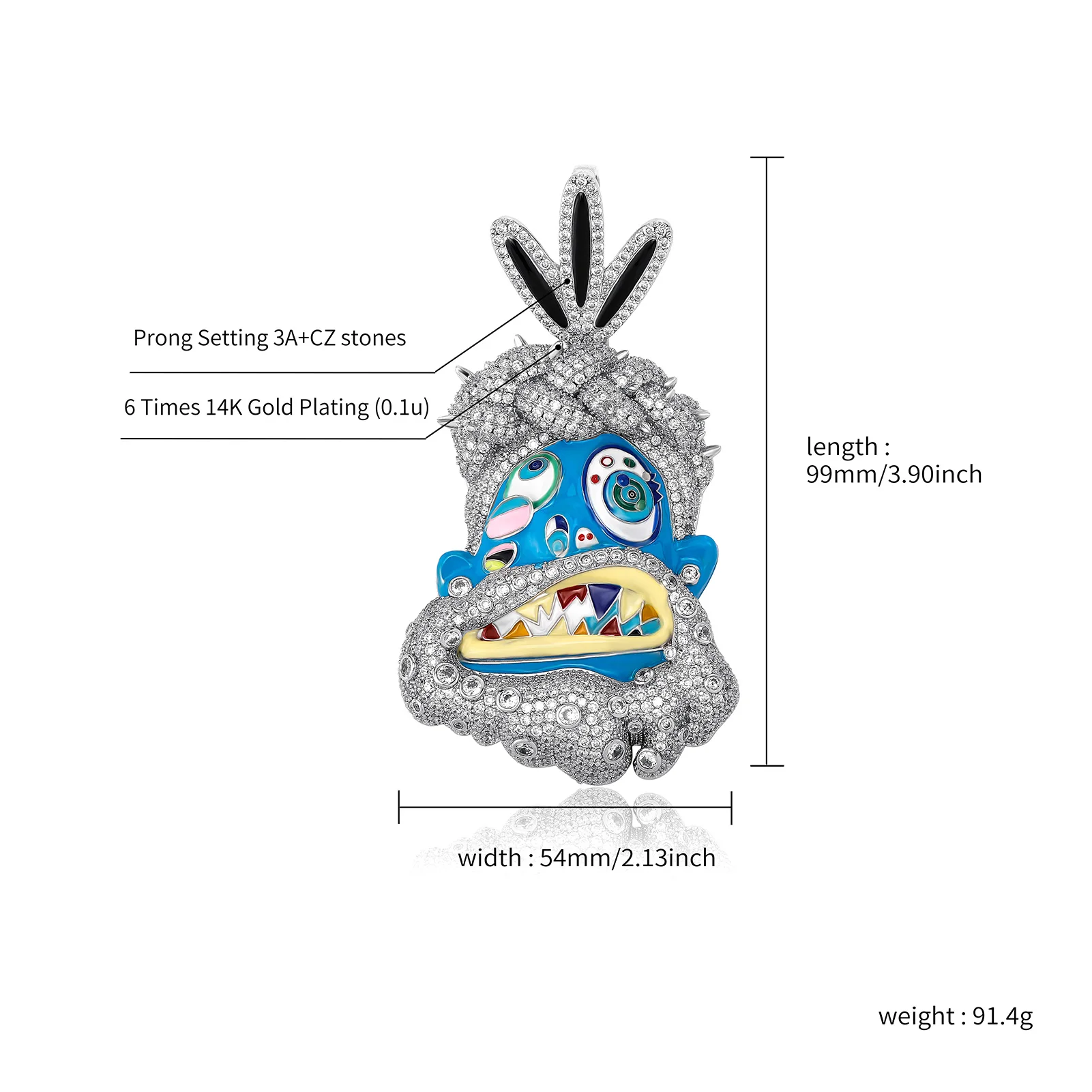 JINAO 2022 NEW European and American style Dripping Oil Pendant High Quality Ice Cravejado Cubic Zircon Can be used 10mm Cuban