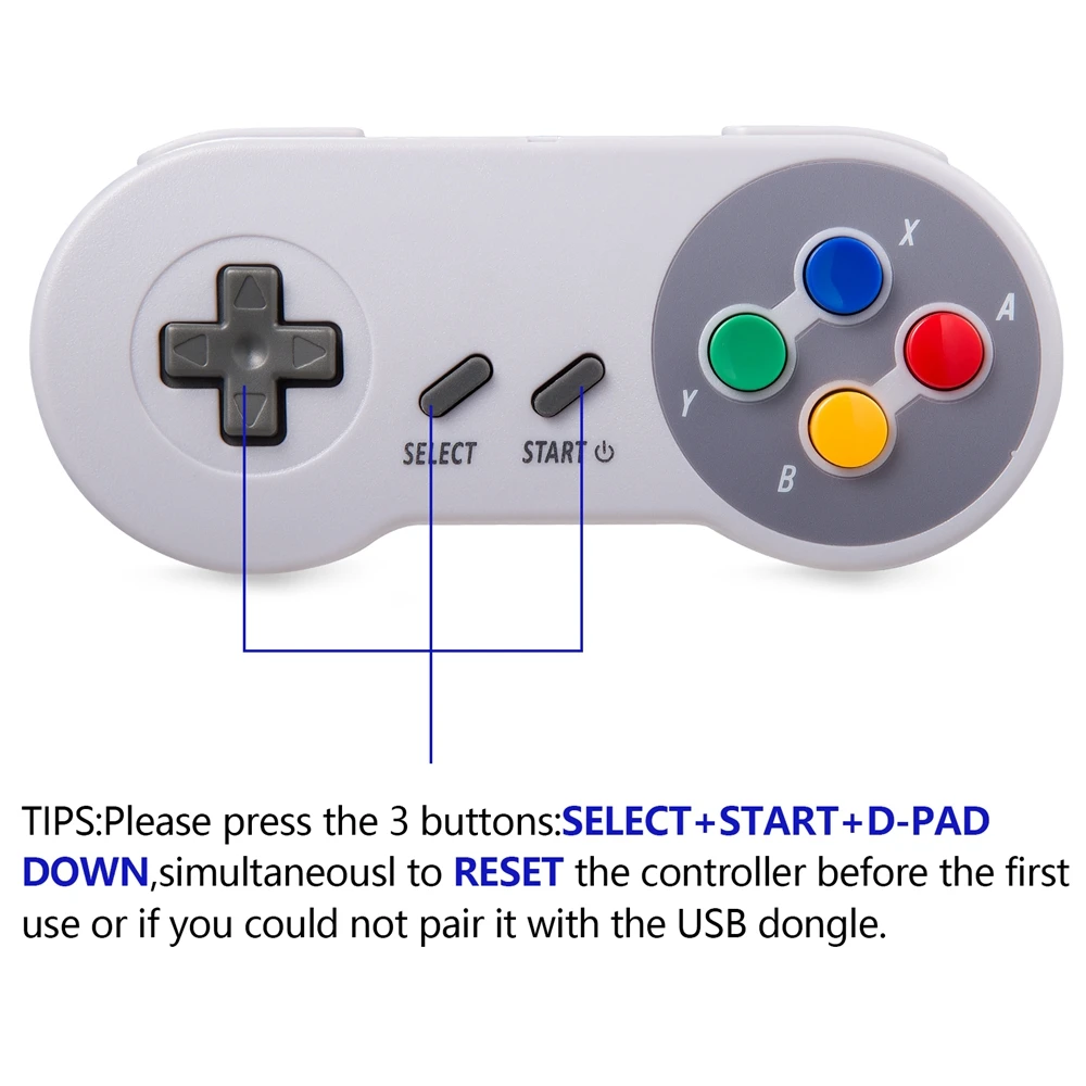 2.4 GHz Wireless USB/SNES Controller Joystick for Super NES/SFC Game Console & Windows PC MAC Linux Genesis Raspberry Pi