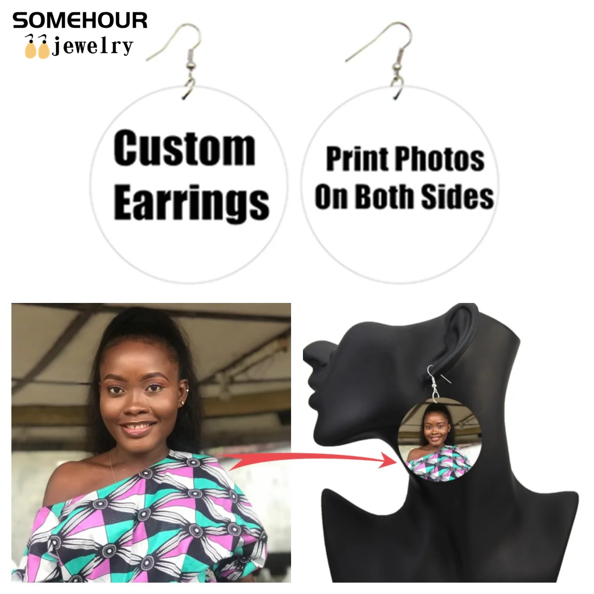 SOMEHOUR Freeish Since 1865 Juneteenth Art Print Wooden Drop Earrings For Women Young Black Independence Day Wood Loops Dangle