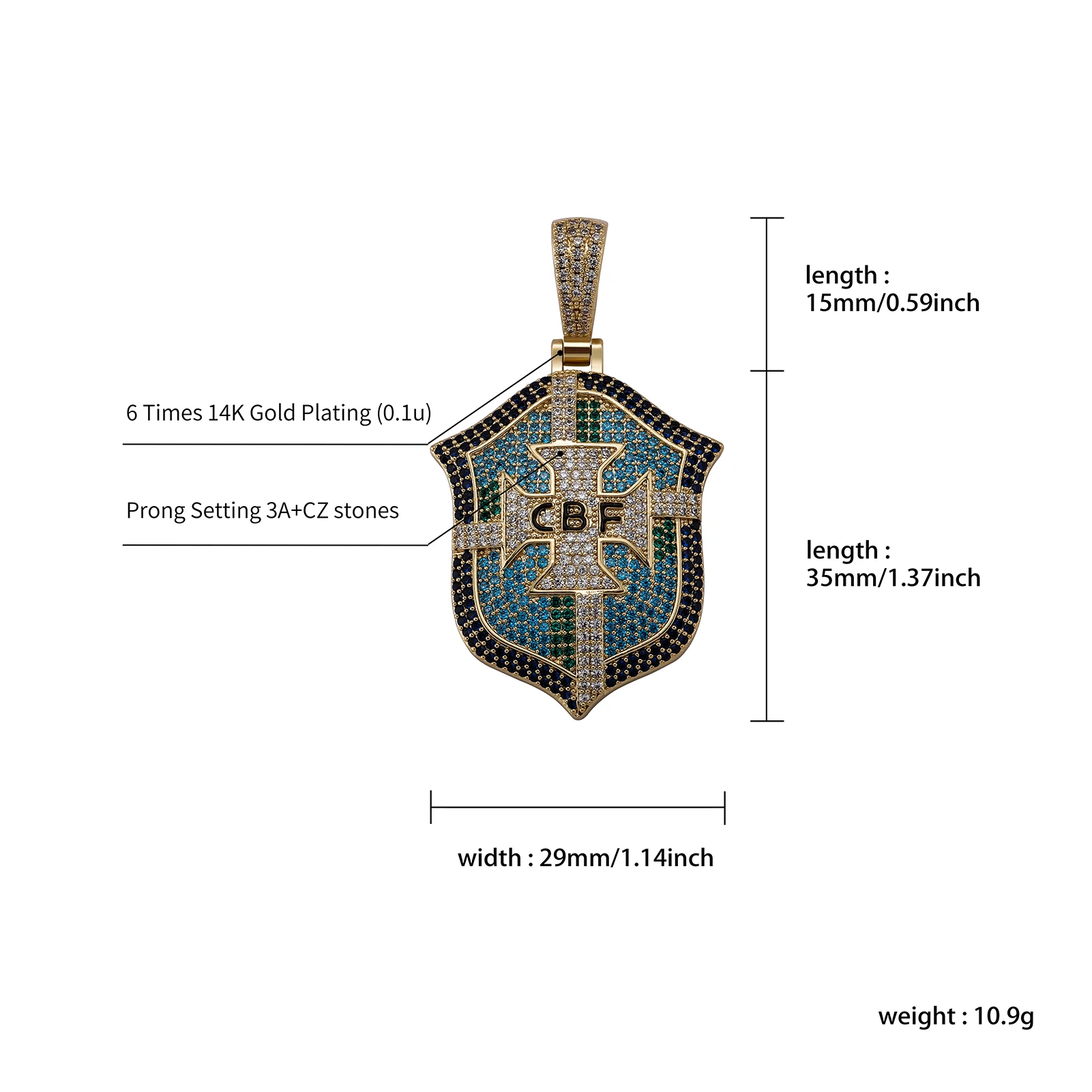 JINAO European and American Style High Quality Ice Cravejado AAA+ Cubic Zircon Necklace&Pendant Jewelry For Gift