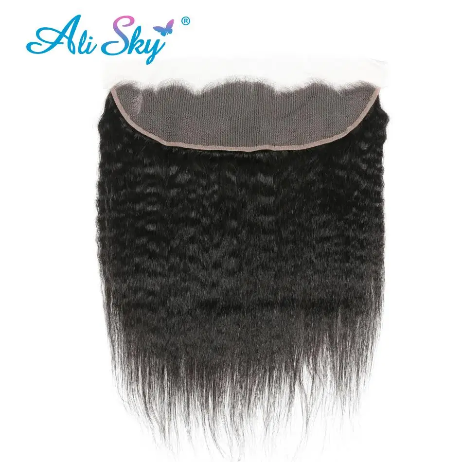 Kinky Straight Human Hair 3Bundles With 4x4 5x5 Closure Long 30inch Yaki Straight Bunldes With a Frontal 13x4 tissage bresilien