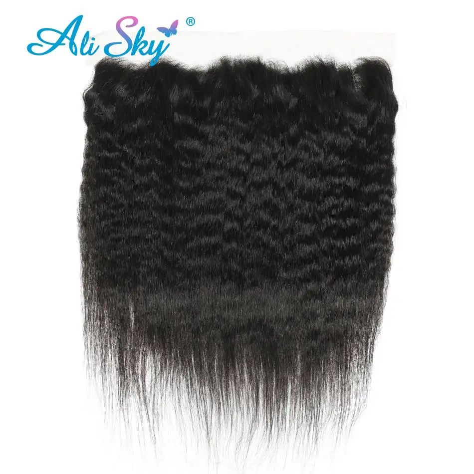 Kinky Straight Human Hair 3Bundles With 4x4 5x5 Closure Long 30inch Yaki Straight Bunldes With a Frontal 13x4 tissage bresilien
