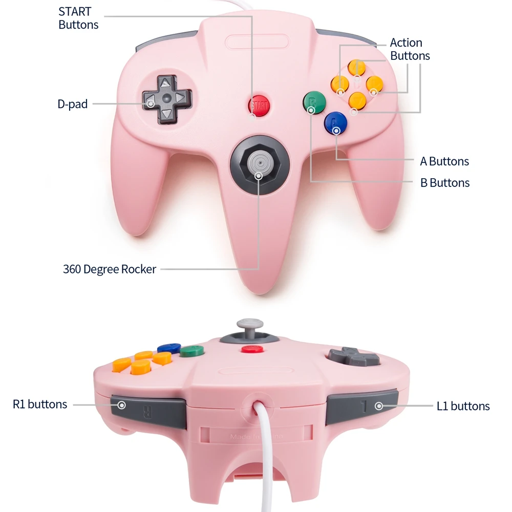 Classic N64 Controller Retro Wired Gamepad Joystick, Replacement for N64 Console Video Game System Play Games with Girlfriend