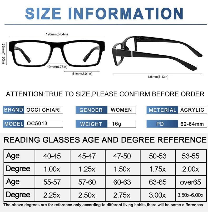 OCCI CHIARI Stylish Reading Glasses Women Luxury Brand Square Presbyopia Eyeglasses Frames Female Reader Glasses 1 1.5 2 2.5 3