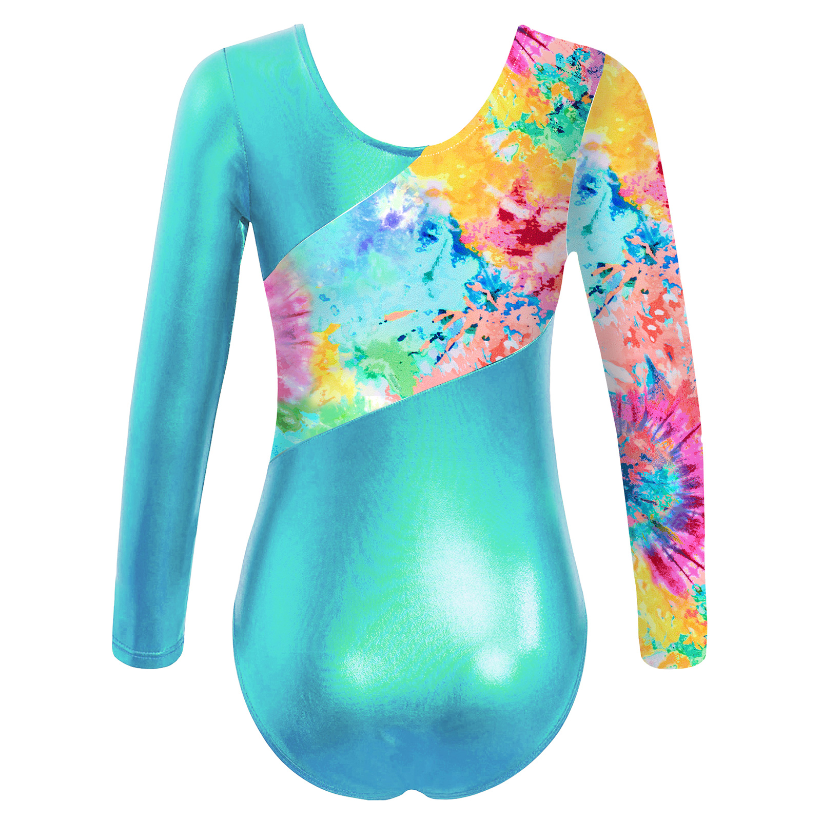 Kids Girls Long Sleeves Cartoon Print Sports Gymnastics Workot Bodysuit Choldren Patchwork Ballet Dance Leotard Jumpsuit Romper