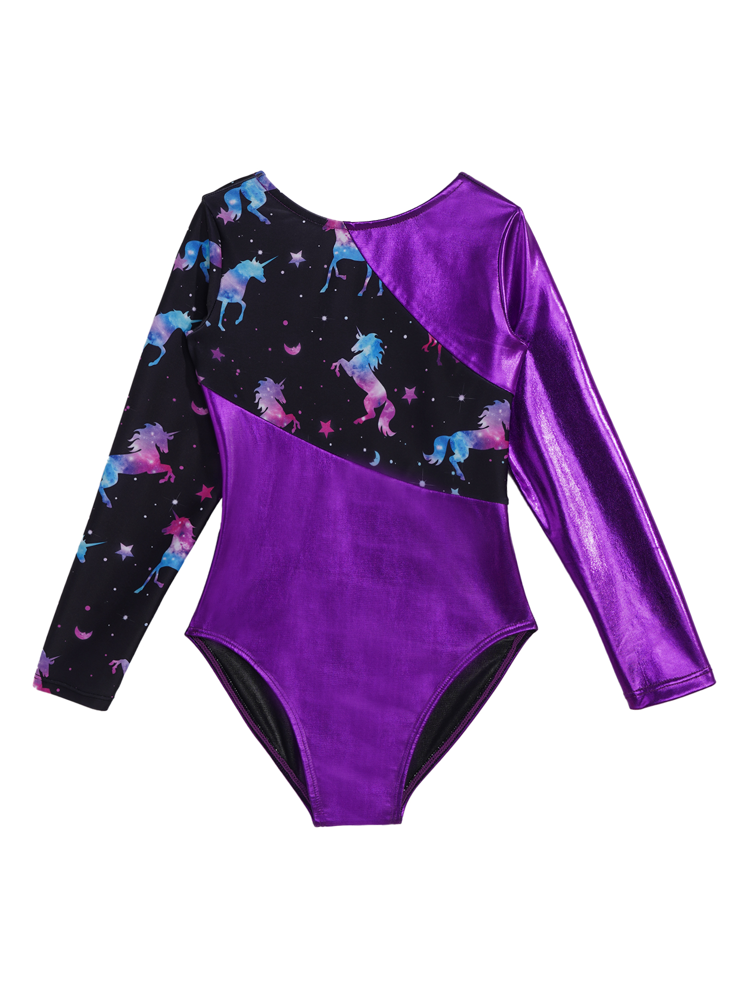 Kids Girls Long Sleeves Cartoon Print Sports Gymnastics Workot Bodysuit Choldren Patchwork Ballet Dance Leotard Jumpsuit Romper