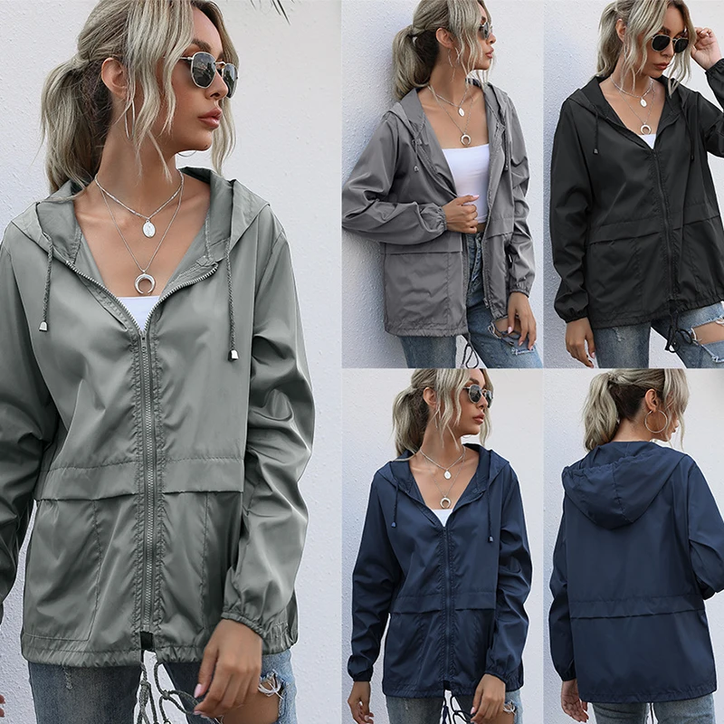 Women Jacket Tactical Waterproof Windbreaker Jackets Female Hooded Hip-hop Pilot Windproof Coats Women's Outdoor Hiking Raincoat
