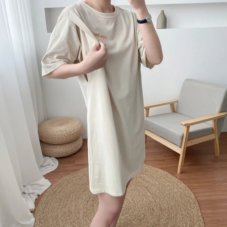 Mom Pregnant Summer Breastfeeding T-shirt Short Sleeve O-neck Printing Nursing Tops Pregnant Women Outer Clothes For Postpartum