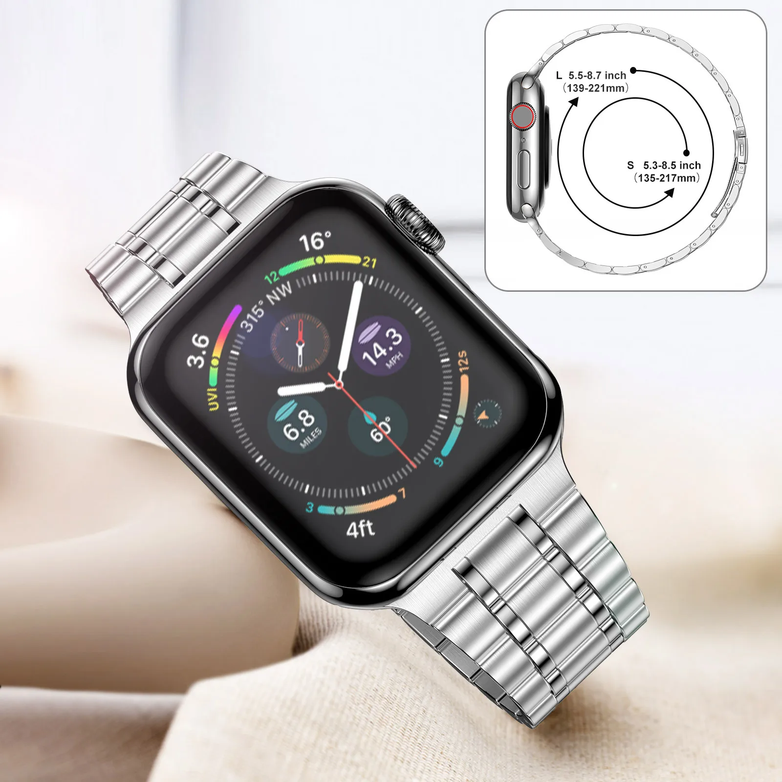 Stainless Steel Strap for Apple watch band 44mm 40mm 45mm 41mm 42mm 38mm 3 4 5 6 SE 44 mm Metal bracelet iWatch Series 7 45 mm