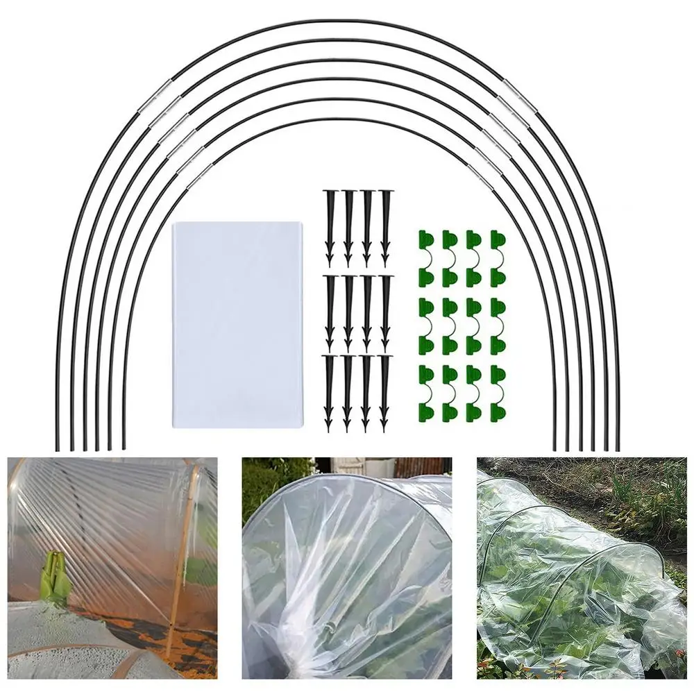 Greenhouse Hoops Garden Plant Hoop Grow Tunnel Support Hoops Plant Holder Tools with PE Cover Greenhouse Hoops Plant Grow Tunnel