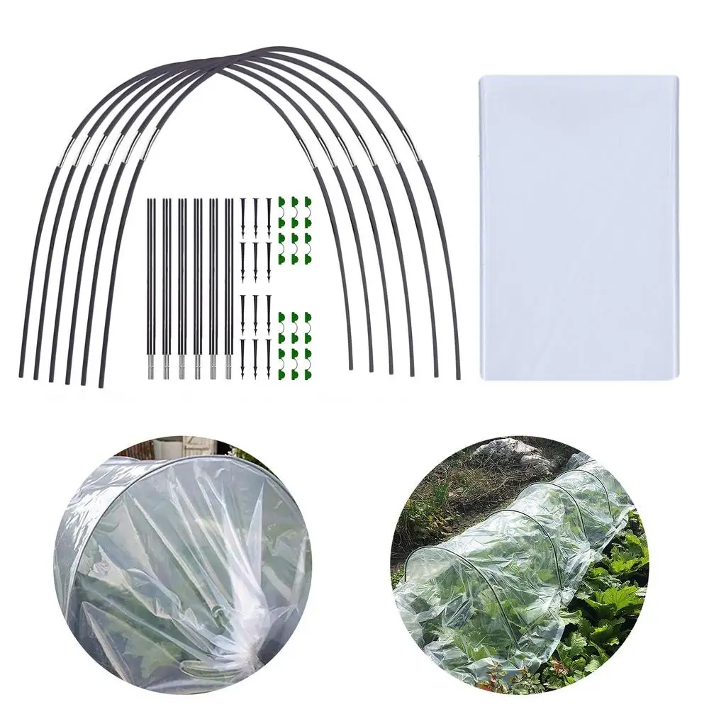 Greenhouse Hoops Garden Plant Hoop Grow Tunnel Support Hoops Plant Holder Tools with PE Cover Greenhouse Hoops Plant Grow Tunnel