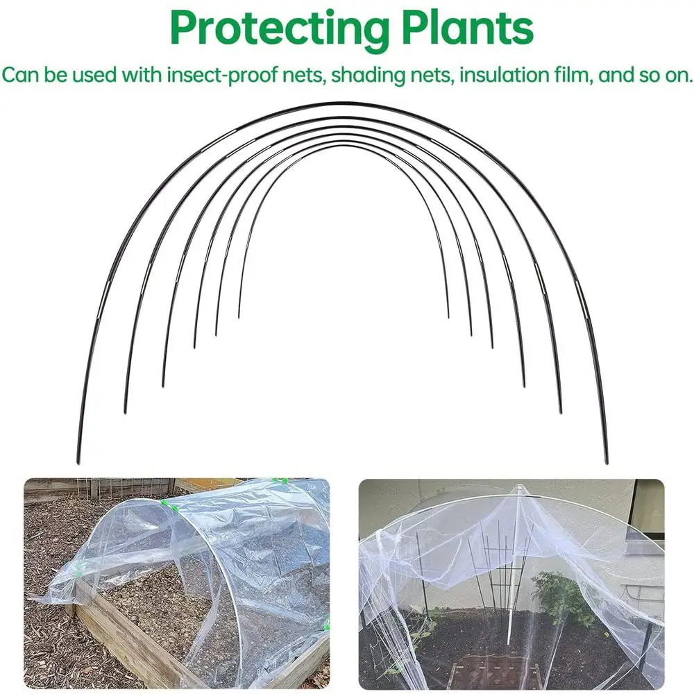 Greenhouse Hoops Garden Plant Hoop Grow Tunnel Support Hoops Plant Holder Tools with PE Cover Greenhouse Hoops Plant Grow Tunnel
