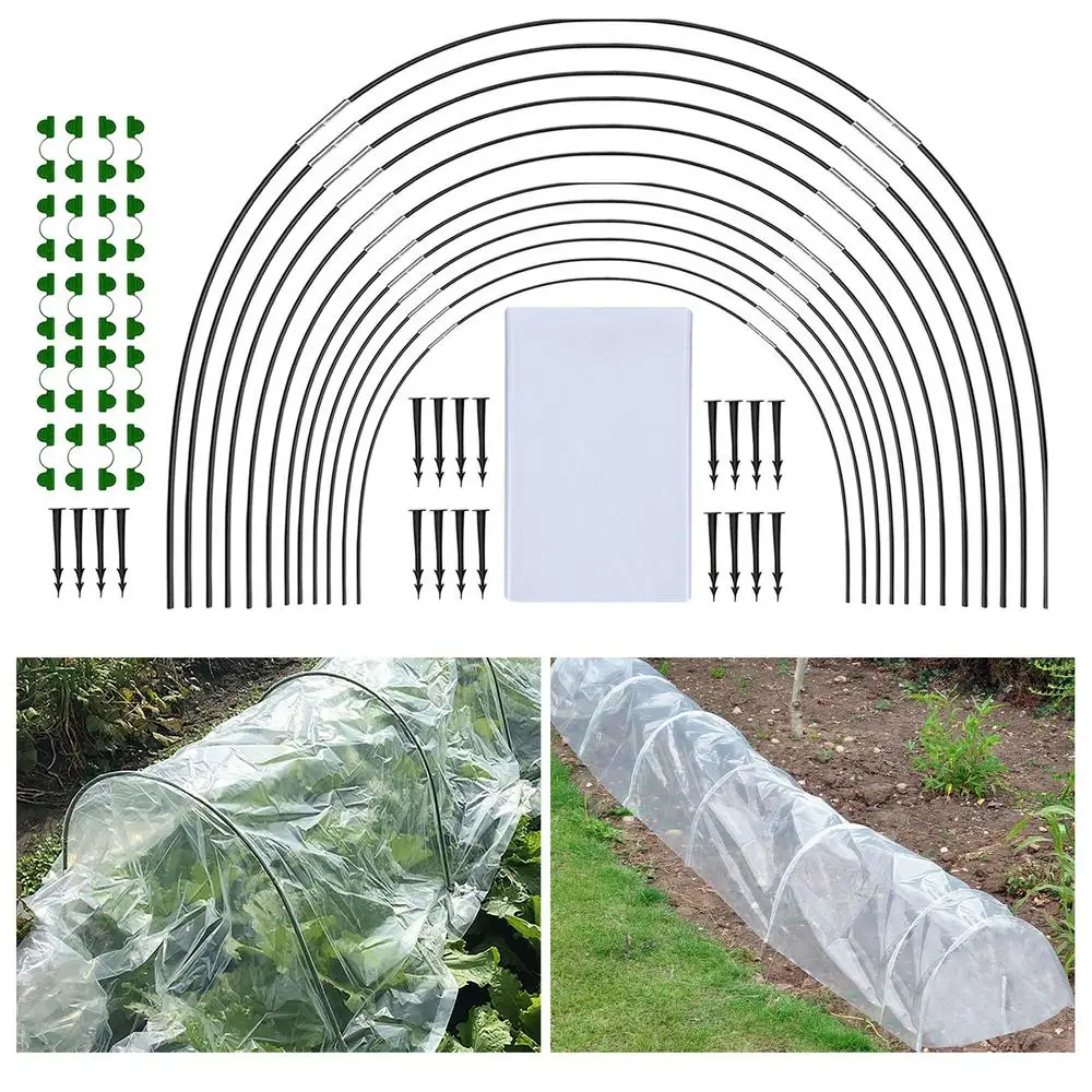 Greenhouse Hoops Garden Plant Hoop Grow Tunnel Support Hoops Plant Holder Tools with PE Cover Greenhouse Hoops Plant Grow Tunnel