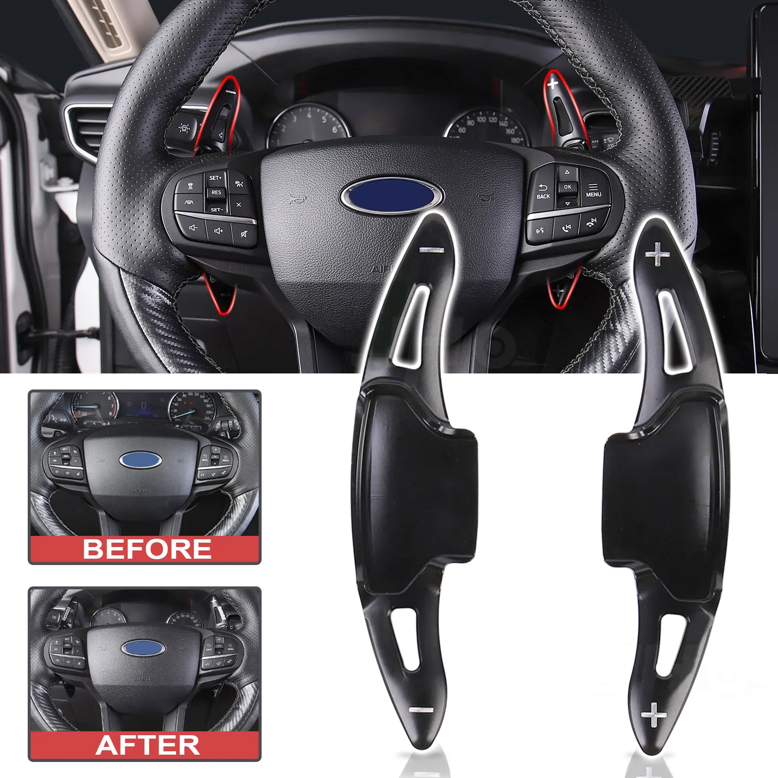 JHO Car Steering Wheel Shifter Extension Paddle for Ford Explorer 2020 2021 Base XLT Limited Platinum Interior Accessories
