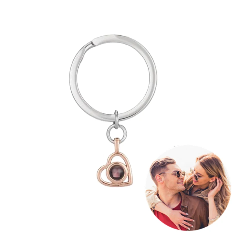 Dascust Custom Picture Projection Keychain Fashion Personality Pet Photo Projection Key Chain Customized Women Fathers Day Gifts