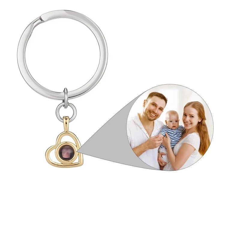 Dascust Custom Picture Projection Keychain Fashion Personality Pet Photo Projection Key Chain Customized Women Fathers Day Gifts