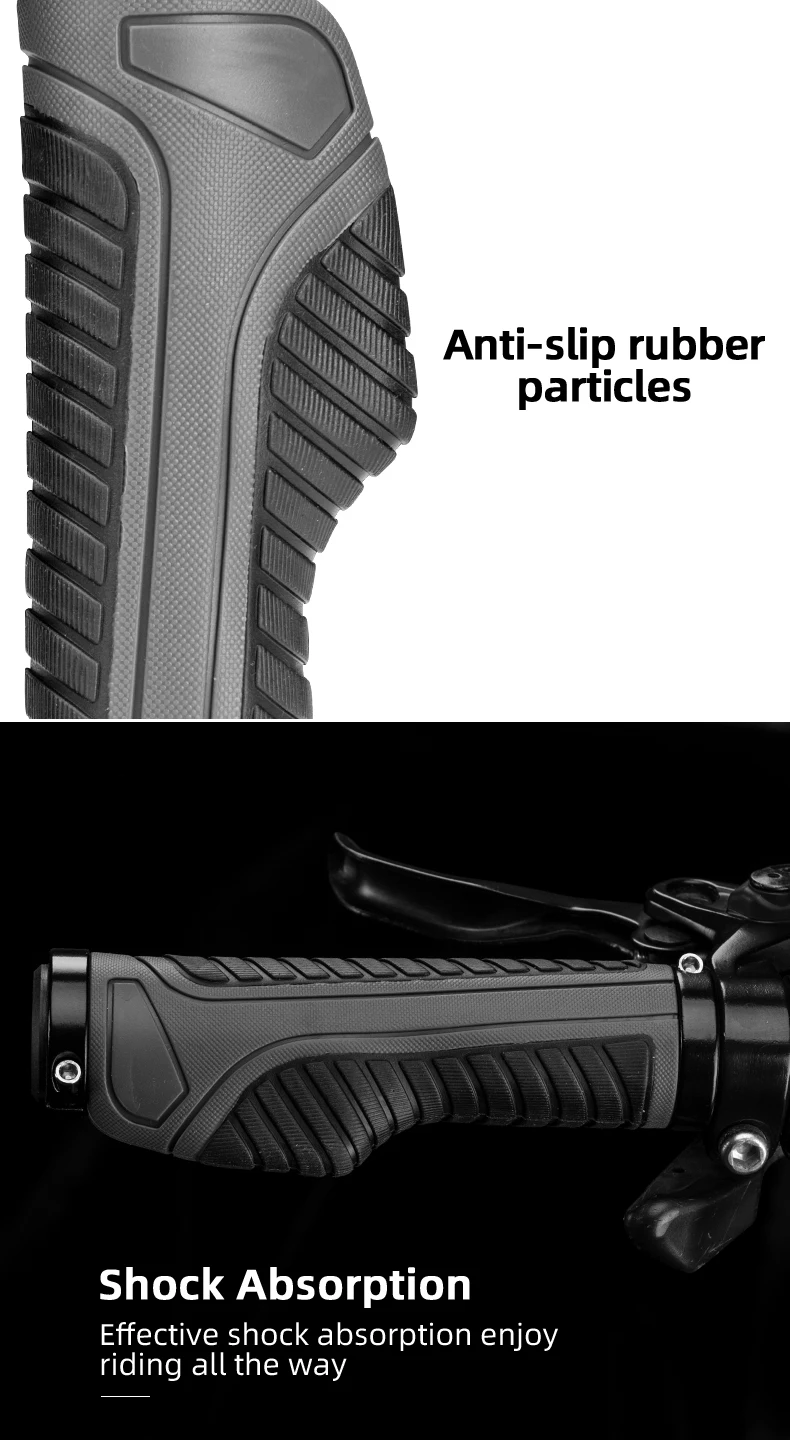 ROCKBROS Bicycle Handlebar Grips Double Lock Soft Rubber Handlebar Grips Anti-slip Shock-absorption Grips MTB Bike Accessories