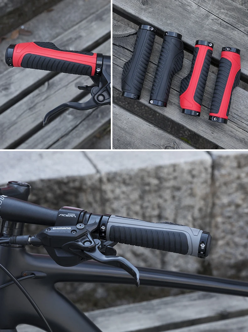 ROCKBROS Bicycle Handlebar Grips Double Lock Soft Rubber Handlebar Grips Anti-slip Shock-absorption Grips MTB Bike Accessories