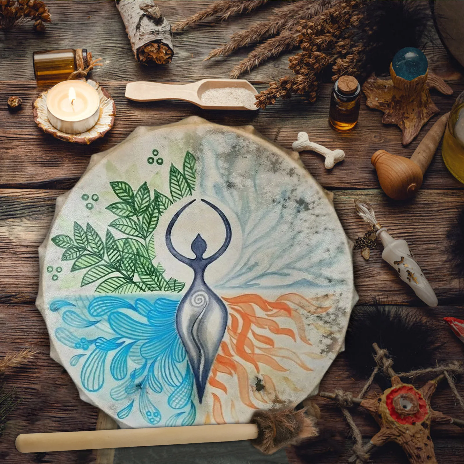 Shaman Drum Handmade Shamanic Drum Music Spiritual Bass Drum For Spiritual Music Sound Healing Adult Drum Reflection And