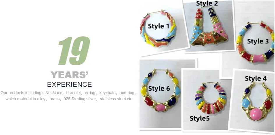 DOREMI Enamel Colorful Multishape Bamboo Earrings Hiphop Customize Color Earring Bamboo Style Custom Earrings for Women Gifts