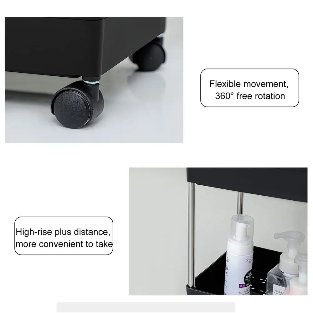 Slim Storage Cart 3 Tier Utility Cart With Wheels Mobile Organizer On Wheels Clutter Storage For Bathroom Kitchen Space Saving