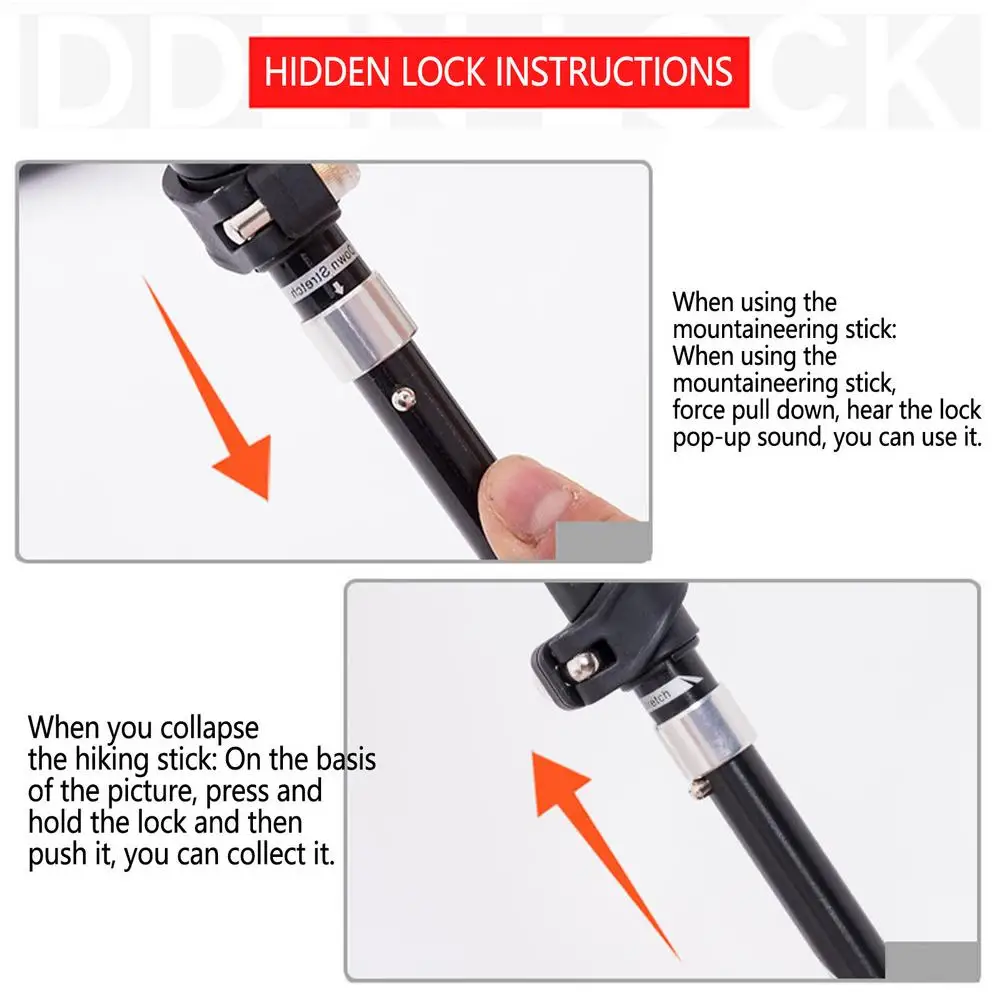 Trekking Sticks Folding Hiking Poles Walking Stick With Quick Lock Outdoor Trekking Pole For Hiking Camping Easy To Grip 1Pc