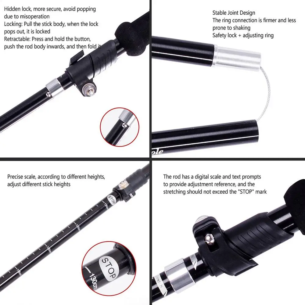 Trekking Sticks Folding Hiking Poles Walking Stick With Quick Lock Outdoor Trekking Pole For Hiking Camping Easy To Grip 1Pc