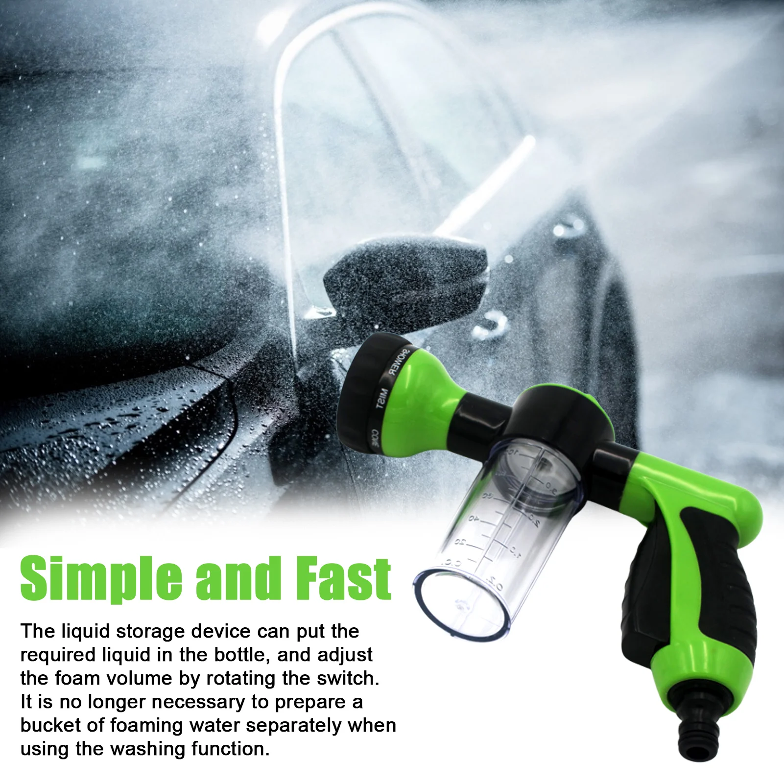 Portable Auto Foam Lance Water Hose Nozzle Sprayer High Pressure Nozzle Jet Car Washer Sprayer Cleaning Tool Soap Dispenser