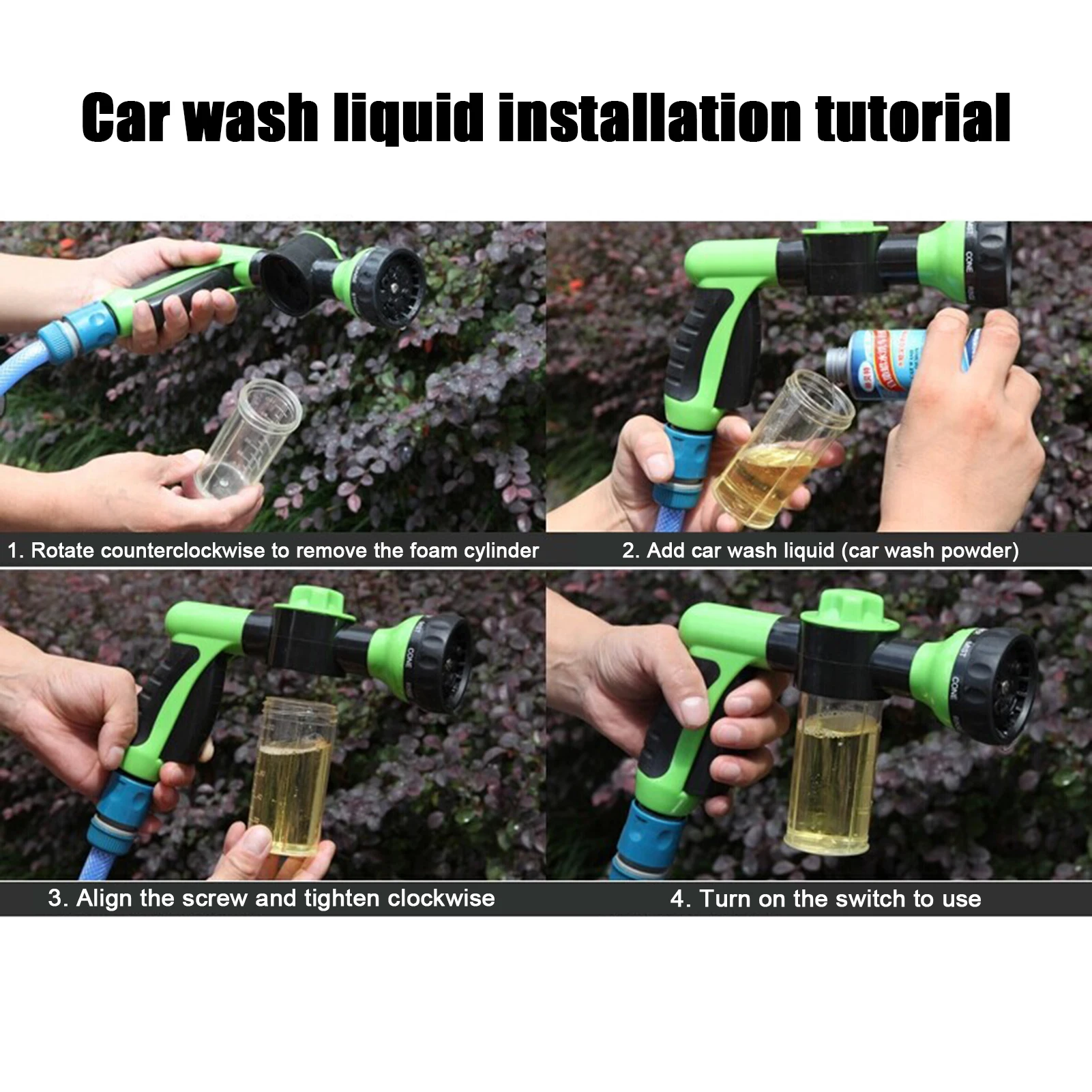 Portable Auto Foam Lance Water Hose Nozzle Sprayer High Pressure Nozzle Jet Car Washer Sprayer Cleaning Tool Soap Dispenser