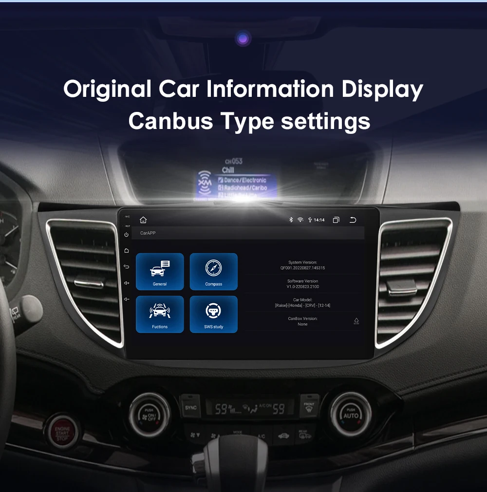 Hizpo 10.1" 2 Din Car Radio Carplay for Honda CRV 2012-2016 Android 13 GPS Navigation Multimedia Player Audio Stereo SWC BT 4G