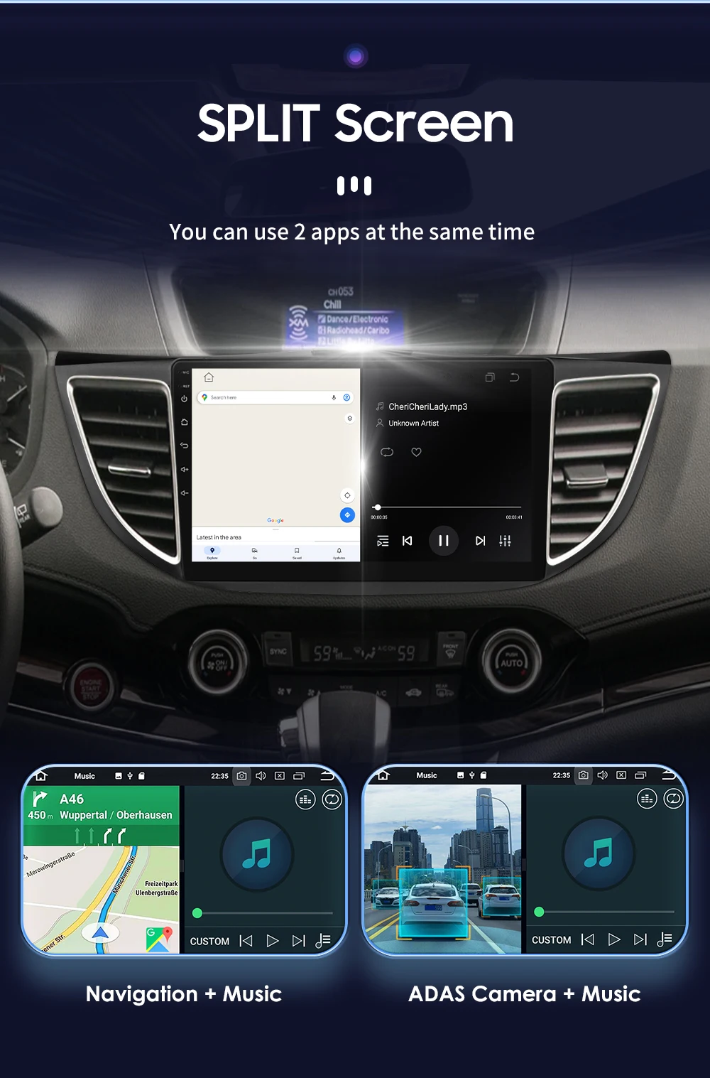 Hizpo 10.1" 2 Din Car Radio Carplay for Honda CRV 2012-2016 Android 13 GPS Navigation Multimedia Player Audio Stereo SWC BT 4G