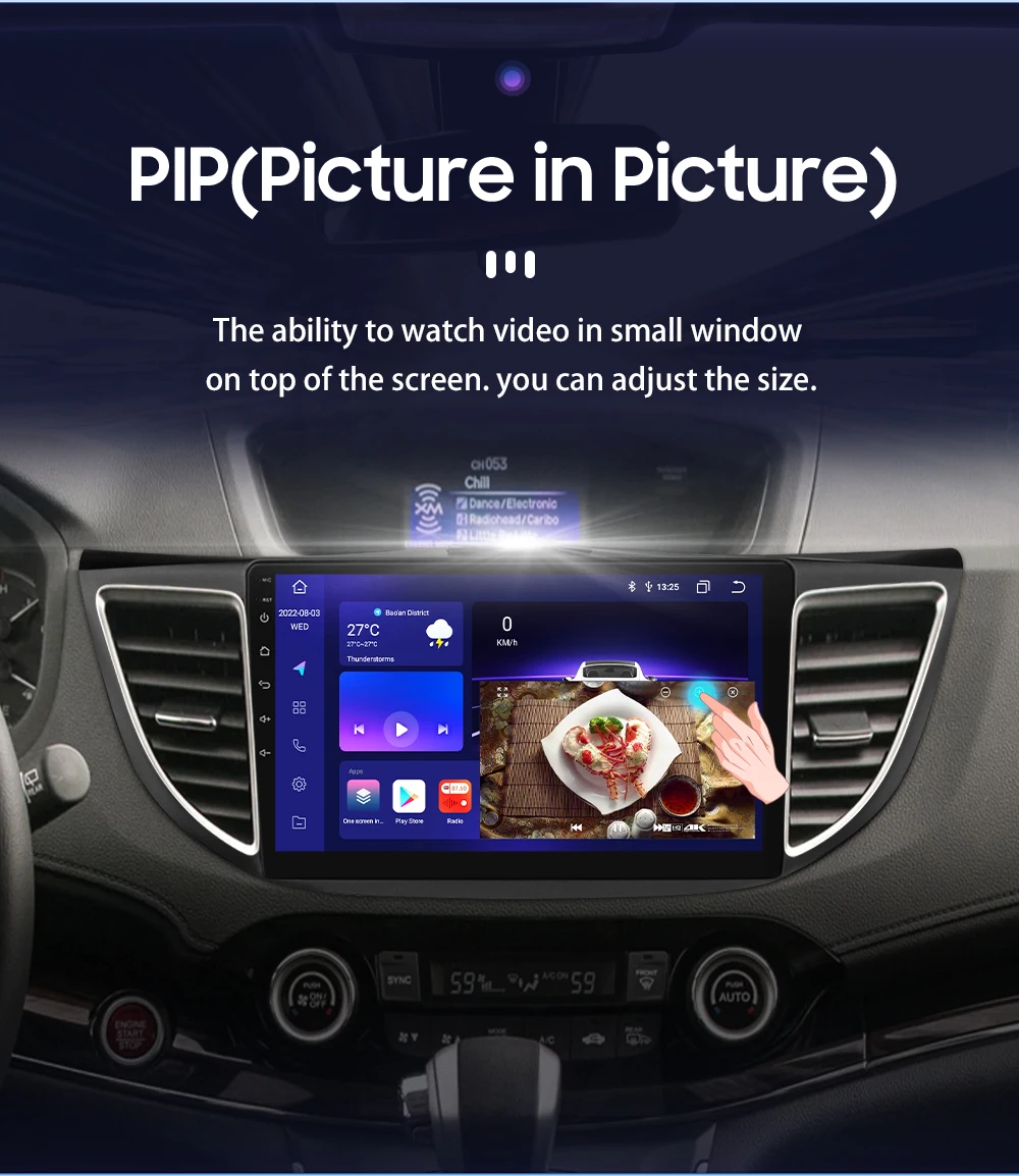 Hizpo 10.1" 2 Din Car Radio Carplay for Honda CRV 2012-2016 Android 13 GPS Navigation Multimedia Player Audio Stereo SWC BT 4G