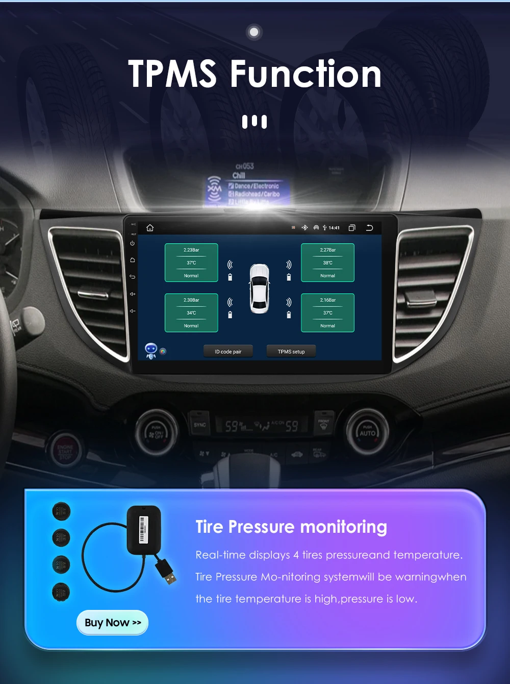 Hizpo 10.1" 2 Din Car Radio Carplay for Honda CRV 2012-2016 Android 13 GPS Navigation Multimedia Player Audio Stereo SWC BT 4G