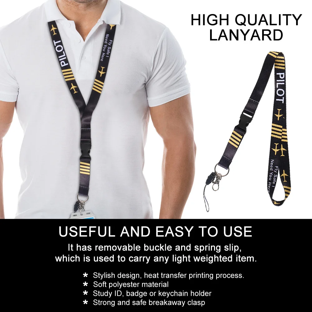 SOMEHOUR Pilot Lanyards Keychain Carabiner Phone Neck Straps ID Card Pass Gym Badge Hang Rope Keyholder Fashion Aviation Gifts