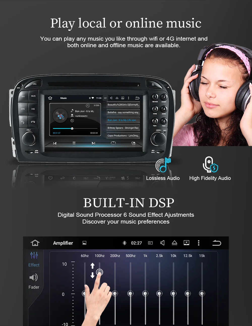 Hualingan for Mercedes SL R230 Radio SL350 SL500 SL55 SL600 SL65 6.2 "Touch Screen Car Stereo Android Auto CarPlay Head Unit DVD