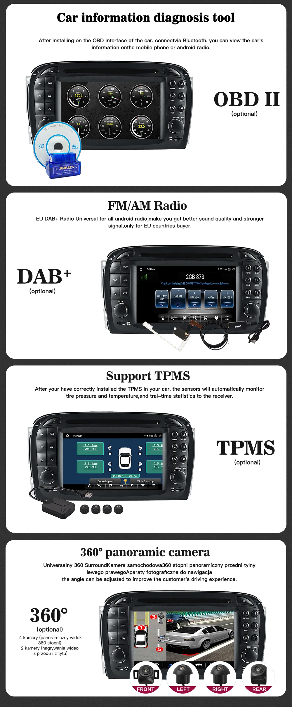 Hualingan for Mercedes SL R230 Radio SL350 SL500 SL55 SL600 SL65 6.2 "Touch Screen Car Stereo Android Auto CarPlay Head Unit DVD