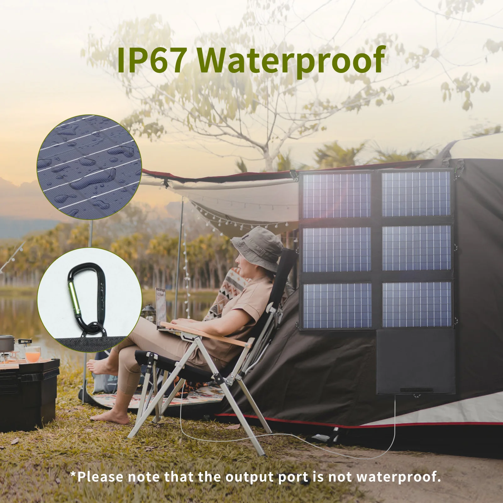 ALLPOWERS Solar Panel 60W Foldable Solar Charger with 18V DC+USB-C 60W+USB-A*2 for Powerstation ,Camping, Laptop, Phone, Riding