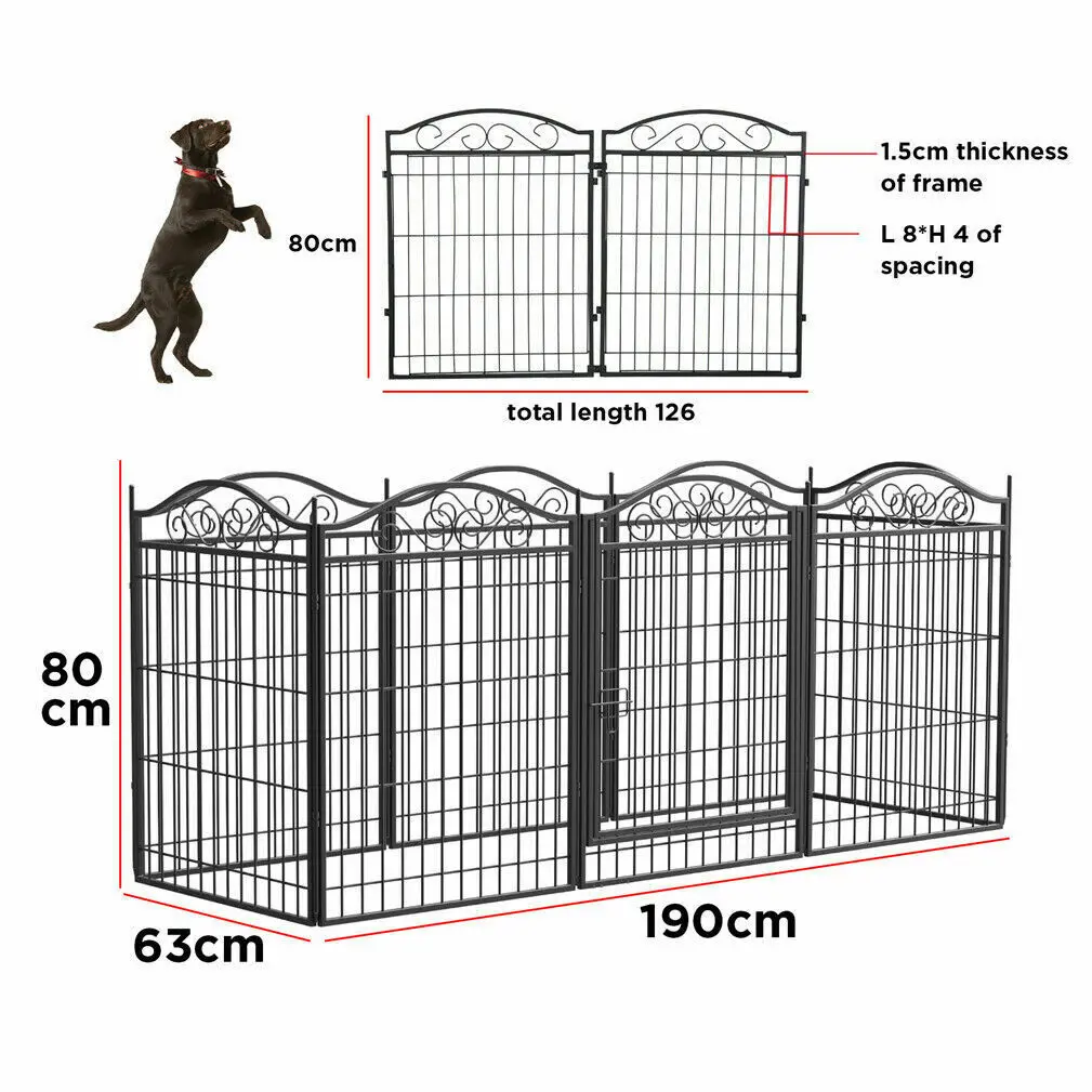 Heavy Duty Metal Dog Playpen, Foldable, 8 Panels, Pet, Animal, Kennel Pen, Fence with Gate for Indoor and Outdoor