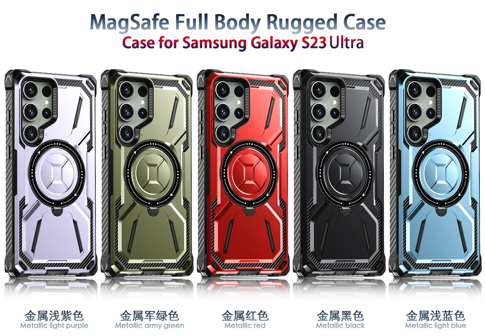 For Samsung Galaxy S25 S24 S23 S22 S21 Ultra Plus Case Metal Kickstand Magnetic Case with MagSafe, Heavy Duty Bumper Shockproof