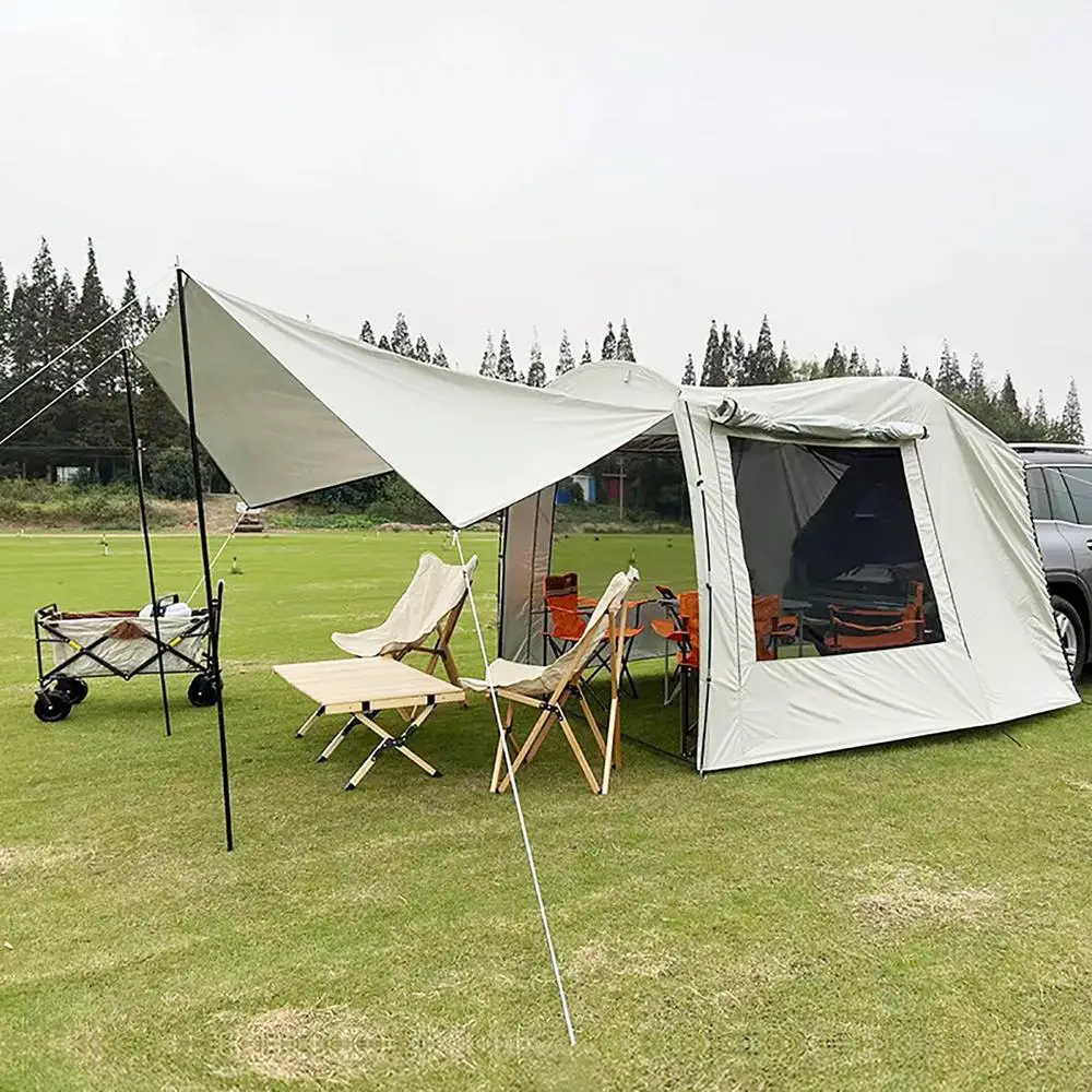 5-6 Person Car Truck Tent For Camping SUV MPV Car Rear Tent Waterproof Auto Tail Tent Awning Beach Sunshade For Self-driving