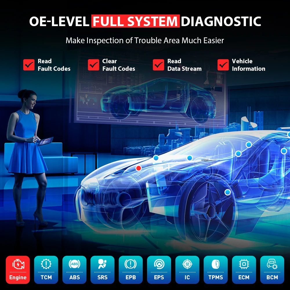 MUCAR VO8 Profession Auto OBD2 Scanner Full System 34 Reset ECU Coding Action Test Car Diagnostic Tools
