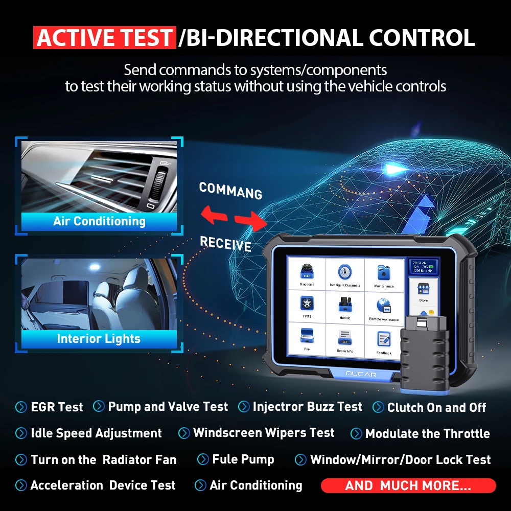 MUCAR VO8 Profession Auto OBD2 Scanner Full System 34 Reset ECU Coding Action Test Car Diagnostic Tools
