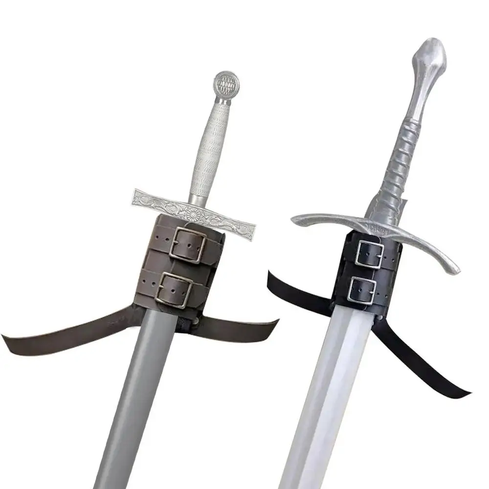 Vintage Medieval Swords Back Holster PU Leather Swords Strap Belt For Back Adjustable Shoulder Strap Swords Holder Weapons Case