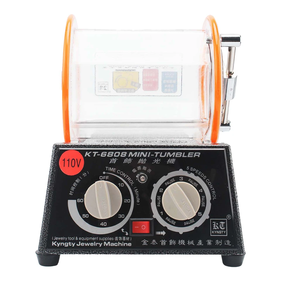 Mini Jewelry Polisher Tumbler with 3kg Capacity | KT6808 Machine and Glass Barrel for Jewelry Polishing
