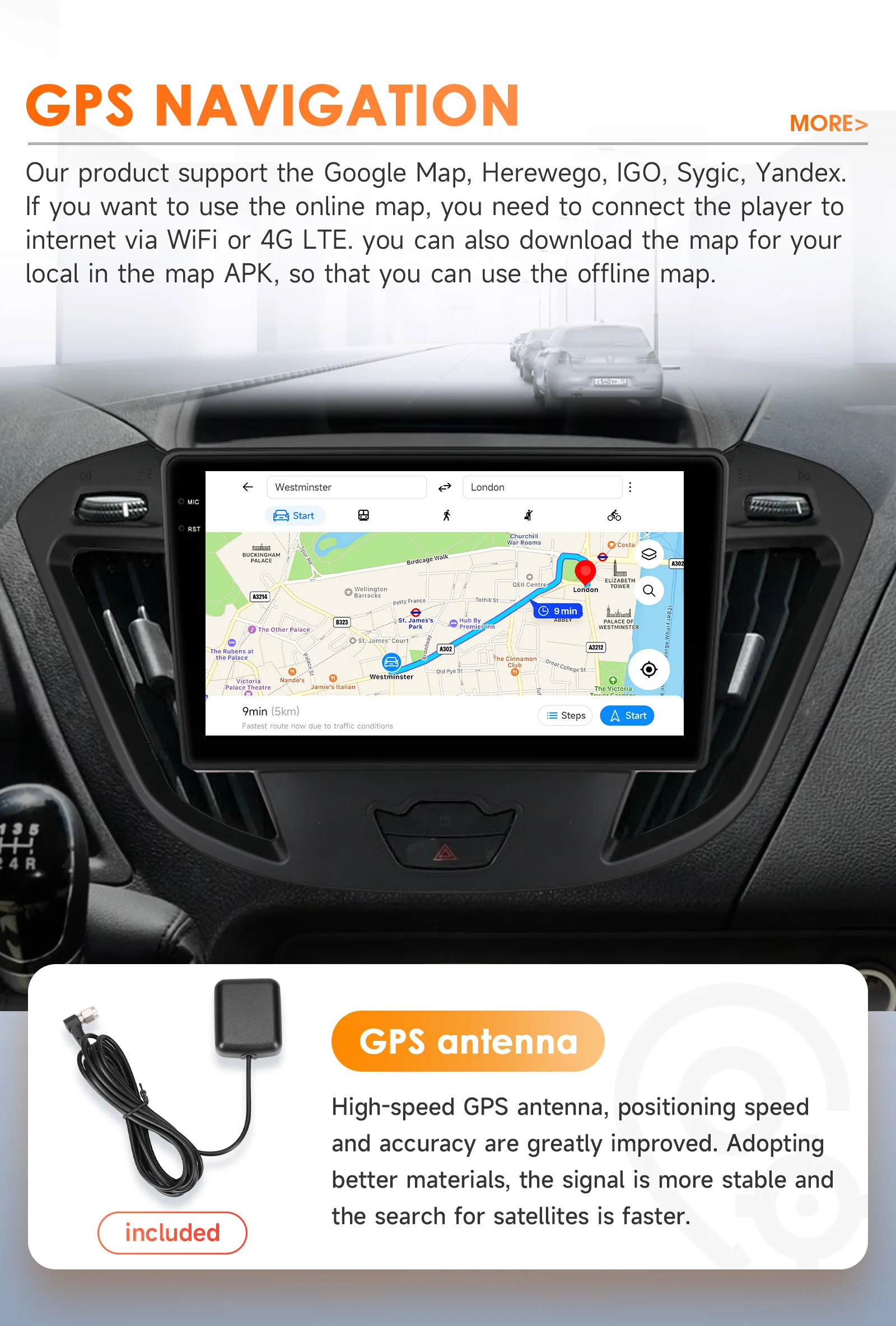 Hizpo 8G 128G Android Auto Carplay Car Radio For Ford Transit Tourneo Custom 2013-2021 Multimedia Video Player Navigation GPS BT