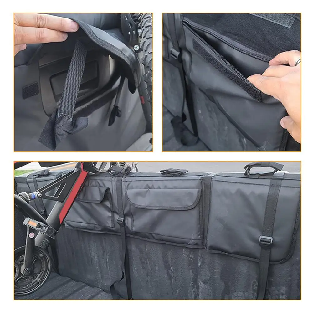 Tailgate Bike Pads Waterproof Tailgate Truck Protection Pad with Secure Bike Frame Straps 2 Tool Pockets Load up to 5 Bicycles