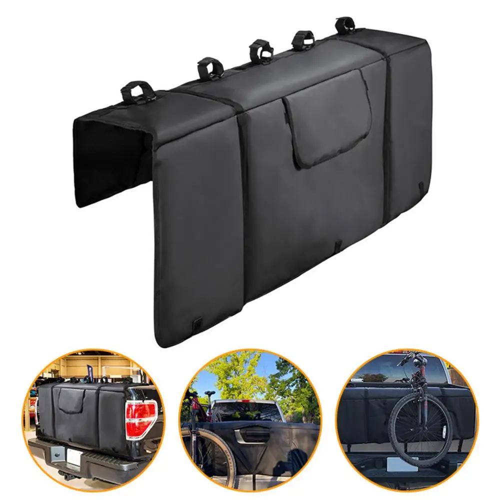 Tailgate Bike Pads Waterproof Tailgate Truck Protection Pad with Secure Bike Frame Straps 2 Tool Pockets Load up to 5 Bicycles