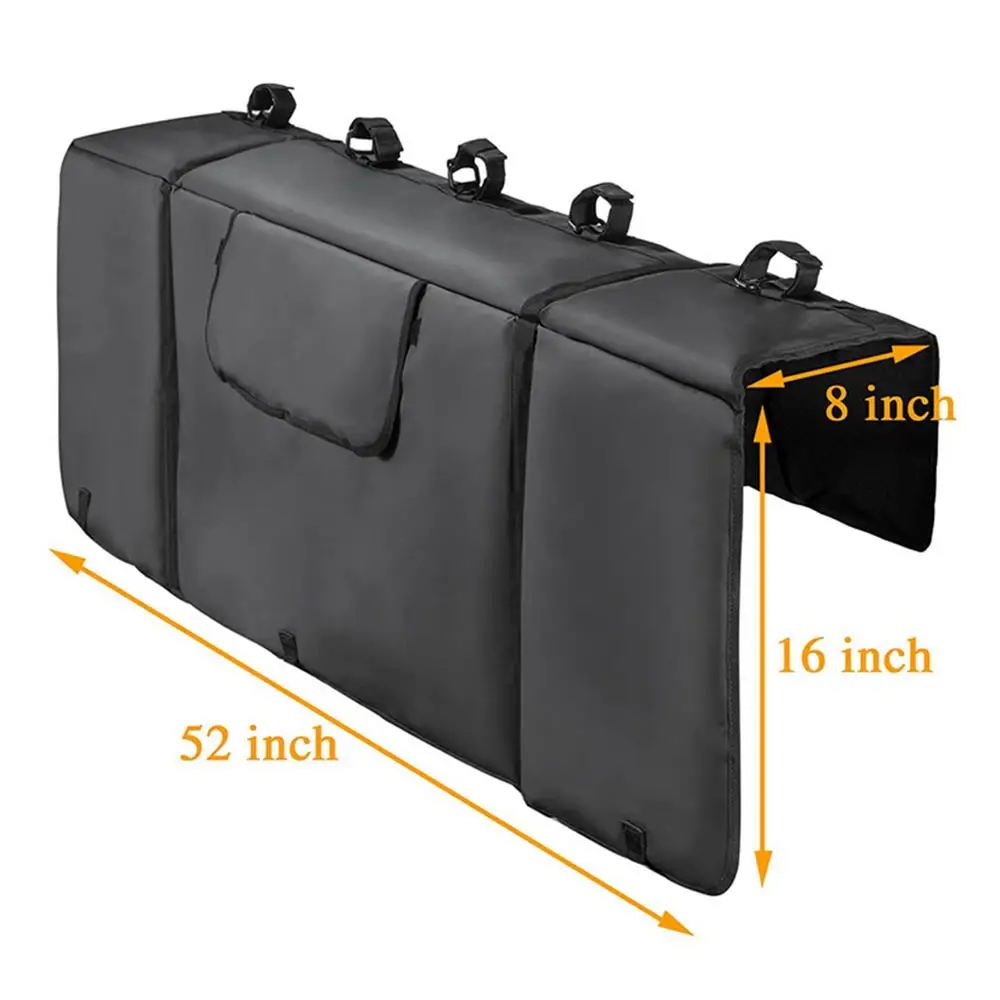 Tailgate Bike Pads Waterproof Tailgate Truck Protection Pad with Secure Bike Frame Straps 2 Tool Pockets Load up to 5 Bicycles