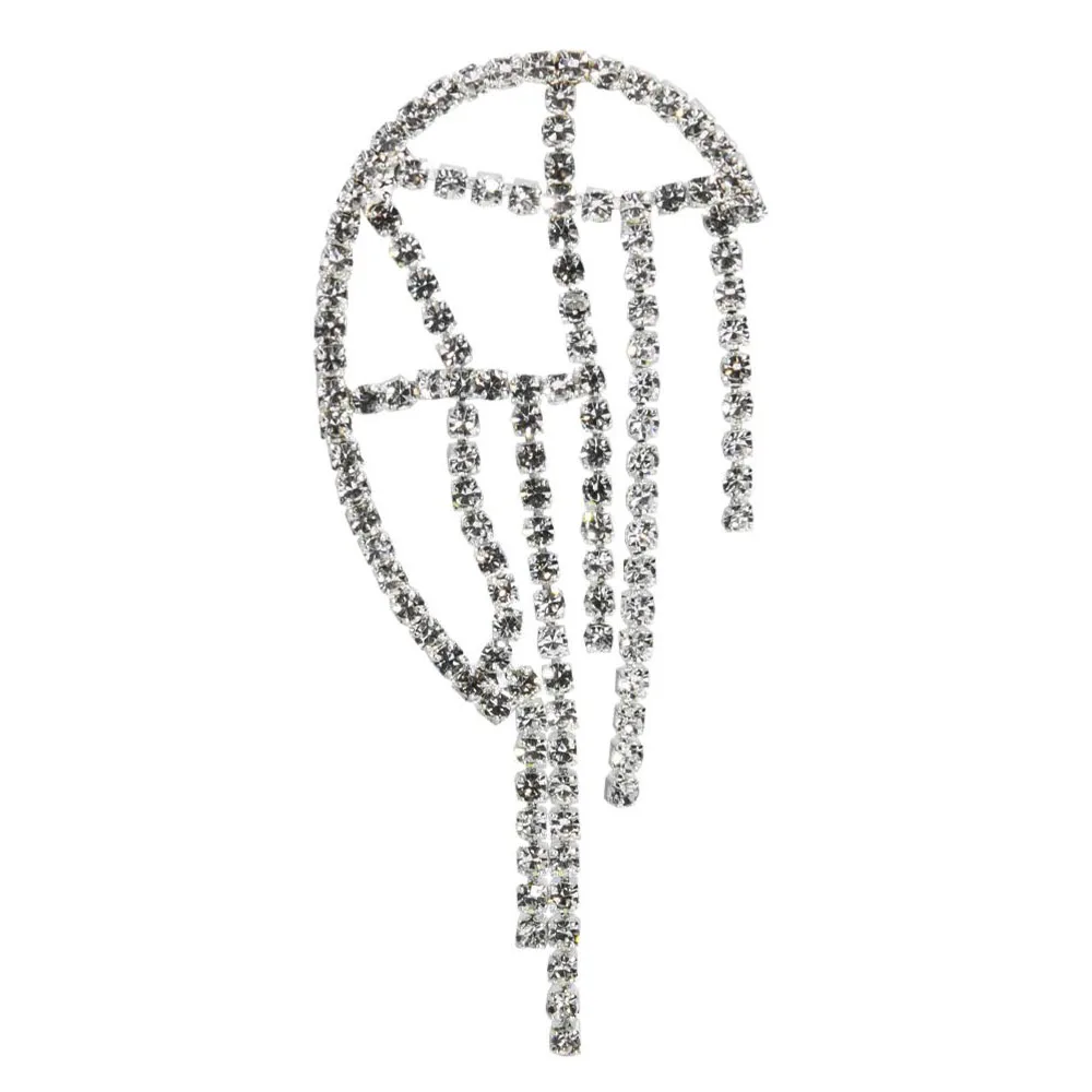 Stonefans Mesh Tassel Ear Clips Without Piercing For Girls Crystal Accessories Decorations Y2k Jewelry Rhinestones Earrings Gift